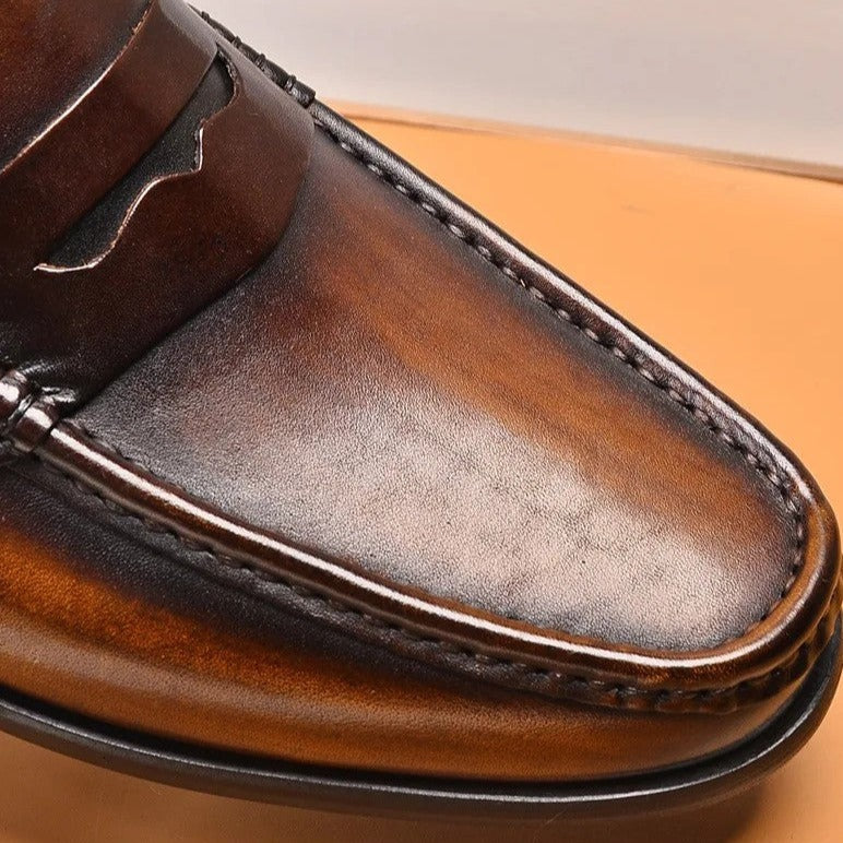 Męskie Wegańskie Mokasyny ze Sztucznej Skóry | Eleganckie Czarnie Wsuwane Buty
