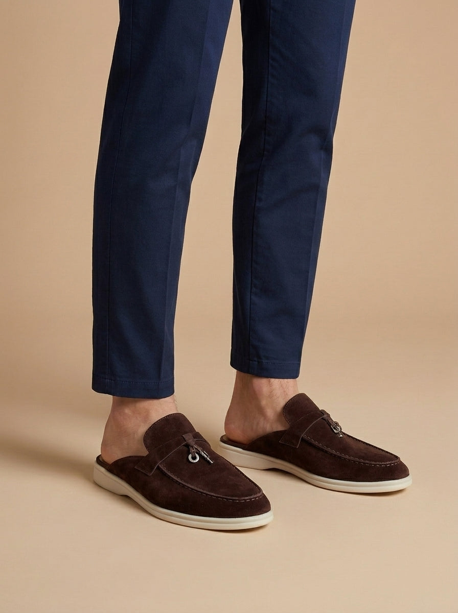 Męskie Zamszowe Mokasyny | Eleganckie Czarne Wsuwane Buty na Wiosnę/Lato