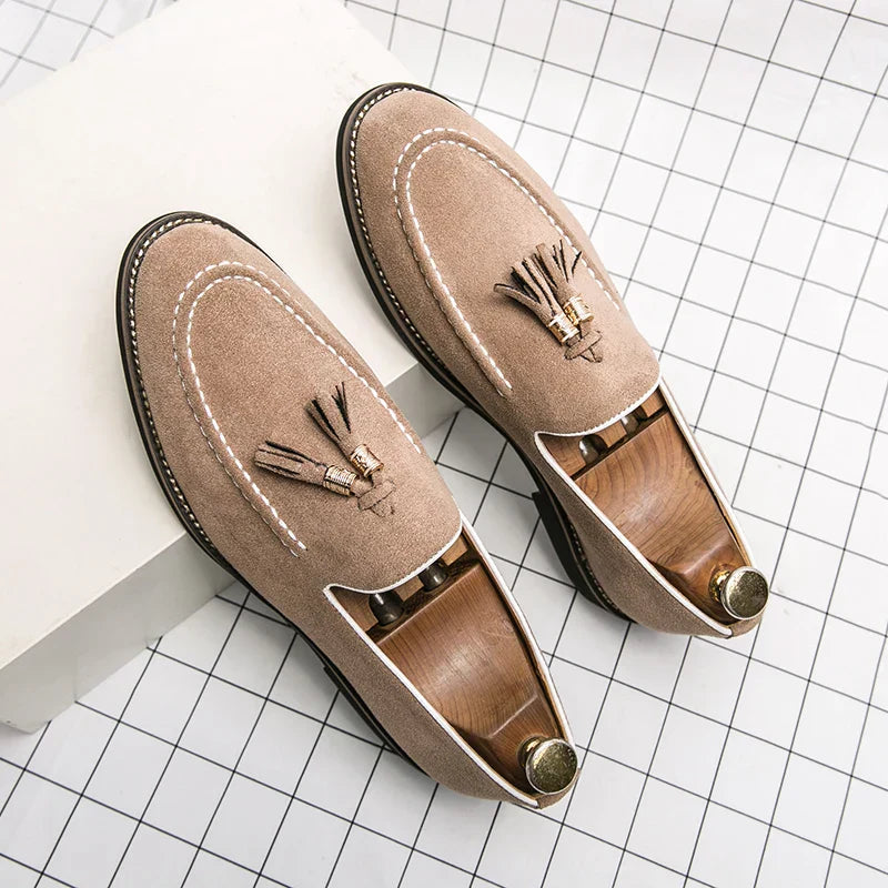 Męskie Zamszowe Mokasyny z Frędzlami | Eleganckie Casualowe Buty na Wiosnę i Lato