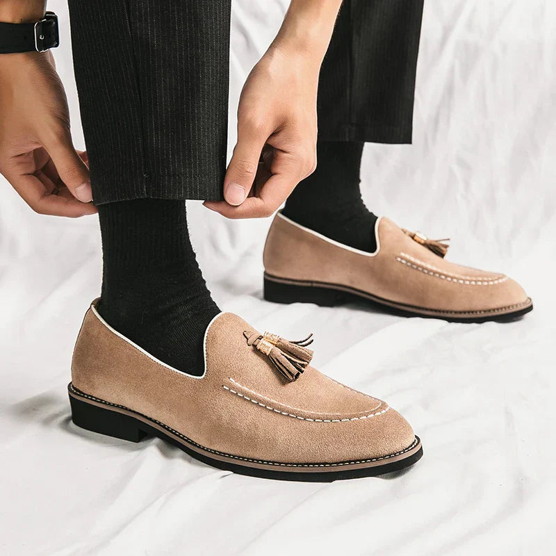 Męskie Zamszowe Mokasyny z Frędzlami | Eleganckie Casualowe Buty na Wiosnę i Lato