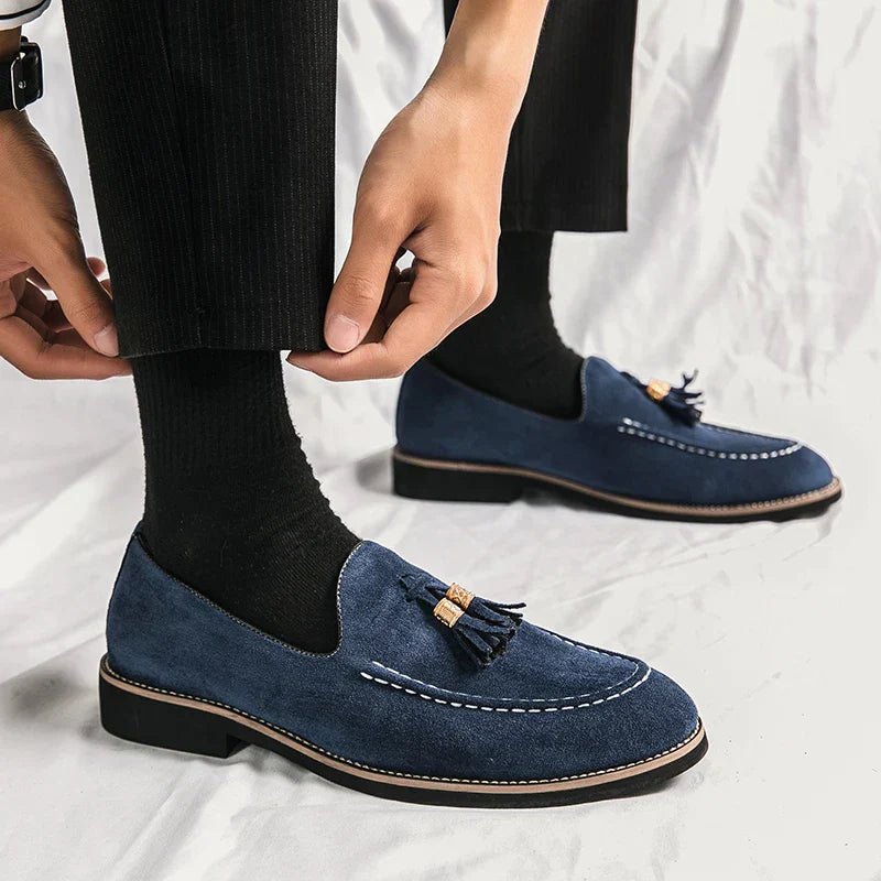 Męskie Zamszowe Mokasyny z Frędzlami | Eleganckie Casualowe Buty na Wiosnę i Lato