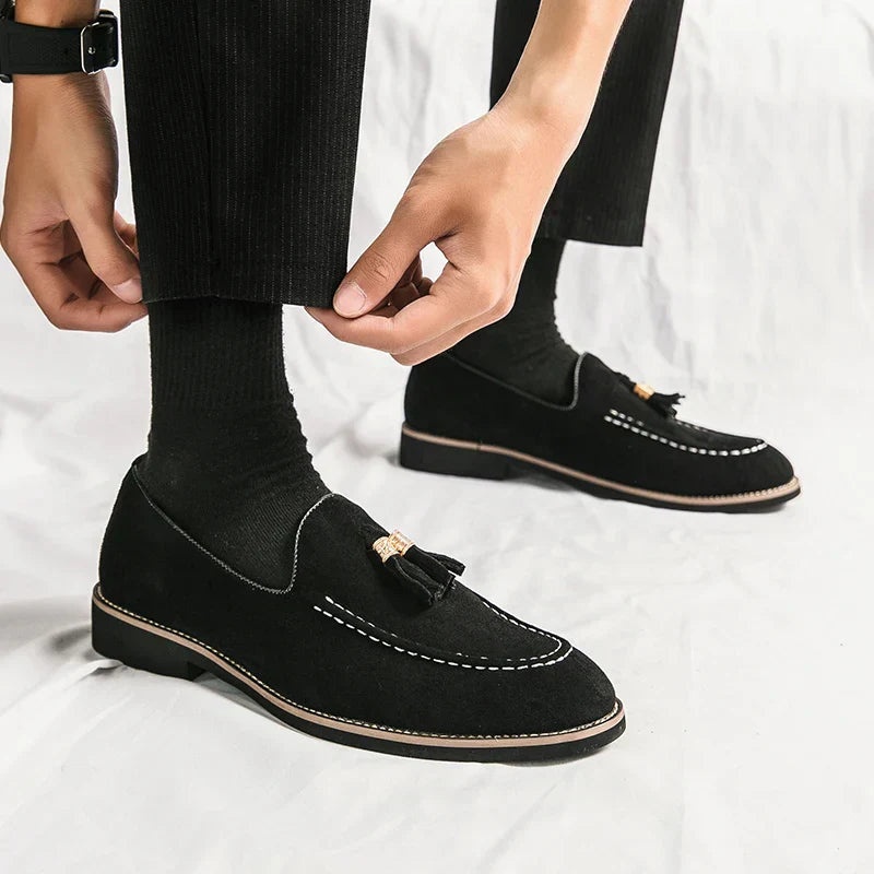 Męskie Zamszowe Mokasyny z Frędzlami | Eleganckie Casualowe Buty na Wiosnę i Lato