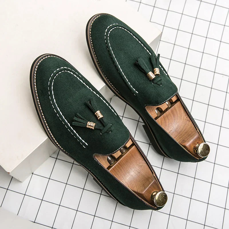 Męskie Zamszowe Mokasyny z Frędzlami | Eleganckie Casualowe Buty na Wiosnę i Lato