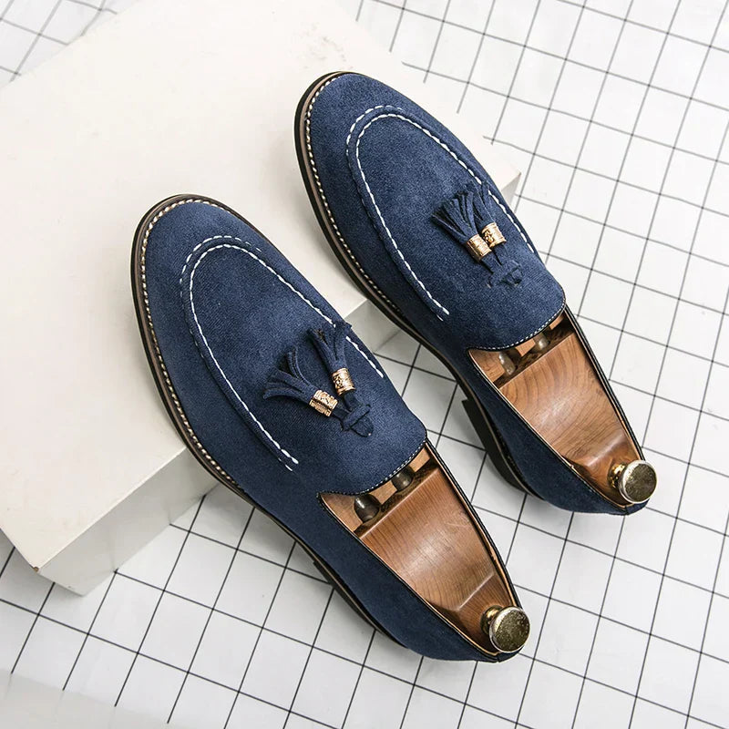 Męskie Zamszowe Mokasyny z Frędzlami | Eleganckie Casualowe Buty na Wiosnę i Lato