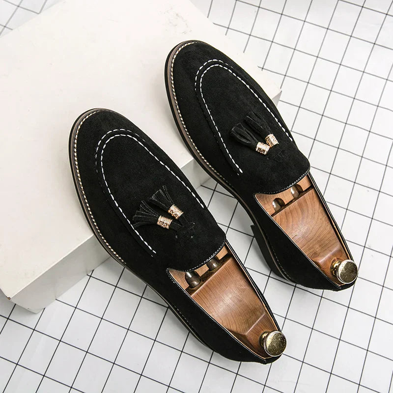 Męskie Zamszowe Mokasyny z Frędzlami | Eleganckie Casualowe Buty na Wiosnę i Lato