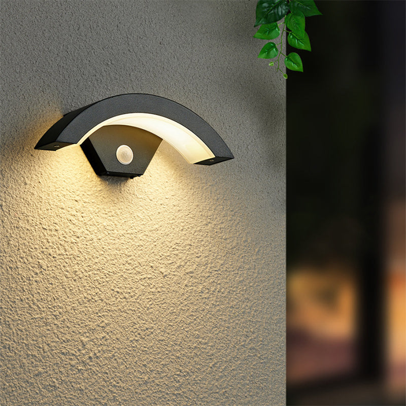 NordicArc | Elegant Black Outdoor LED Wall Sconce with Motion Sensor