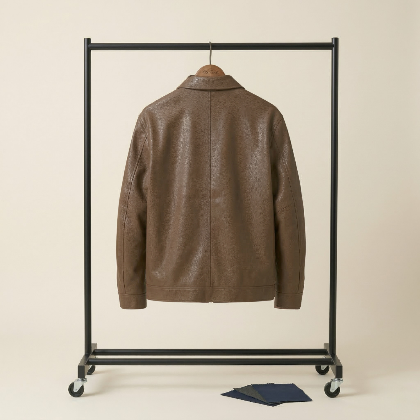 Ola Premium Kurtka Męska z Wegańskiej Skóry Oversize Loose Fit Brązowa
