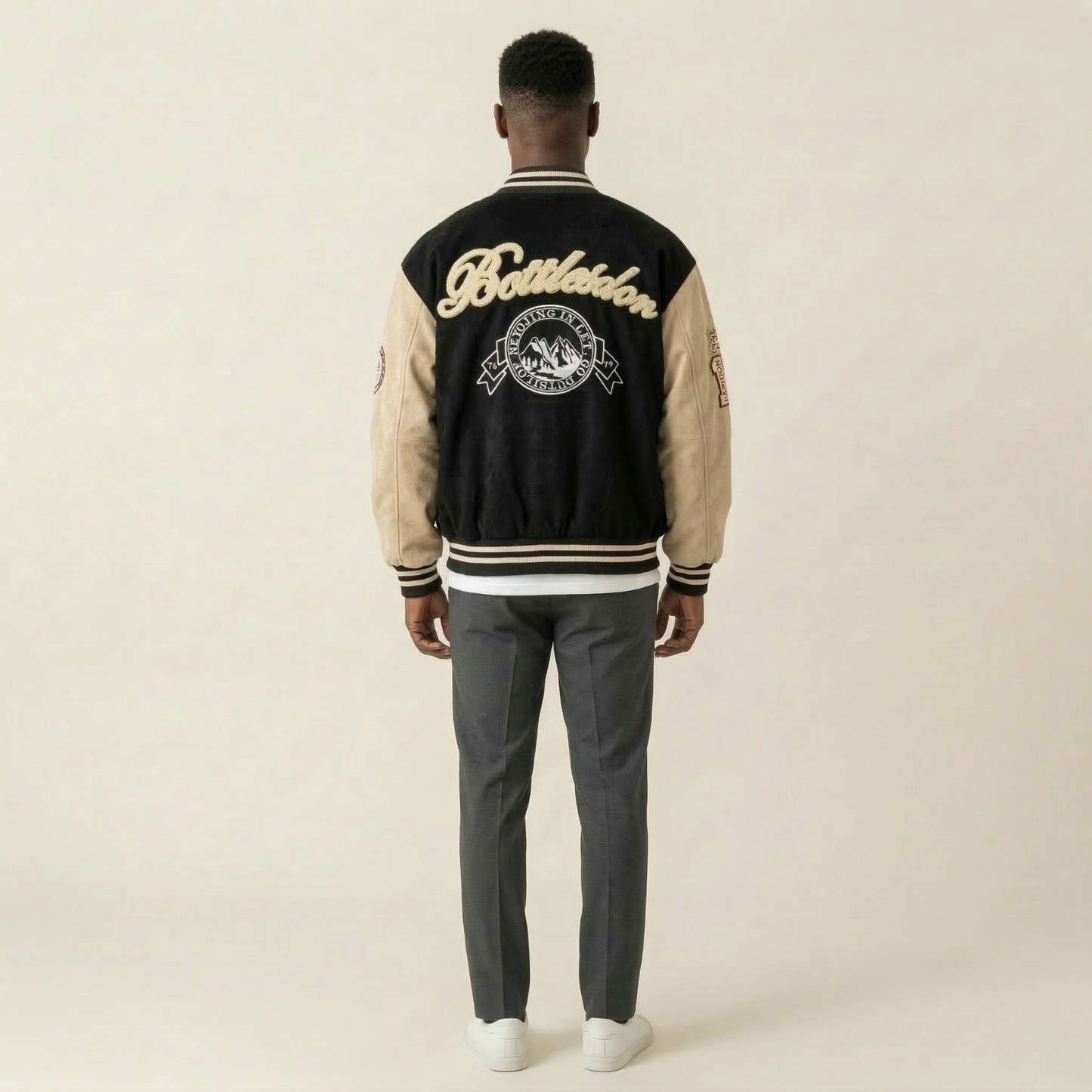 Ola Premium Kurtka Baseballowa Męska Varsity Oversize Loose Fit Czarna / Zielony