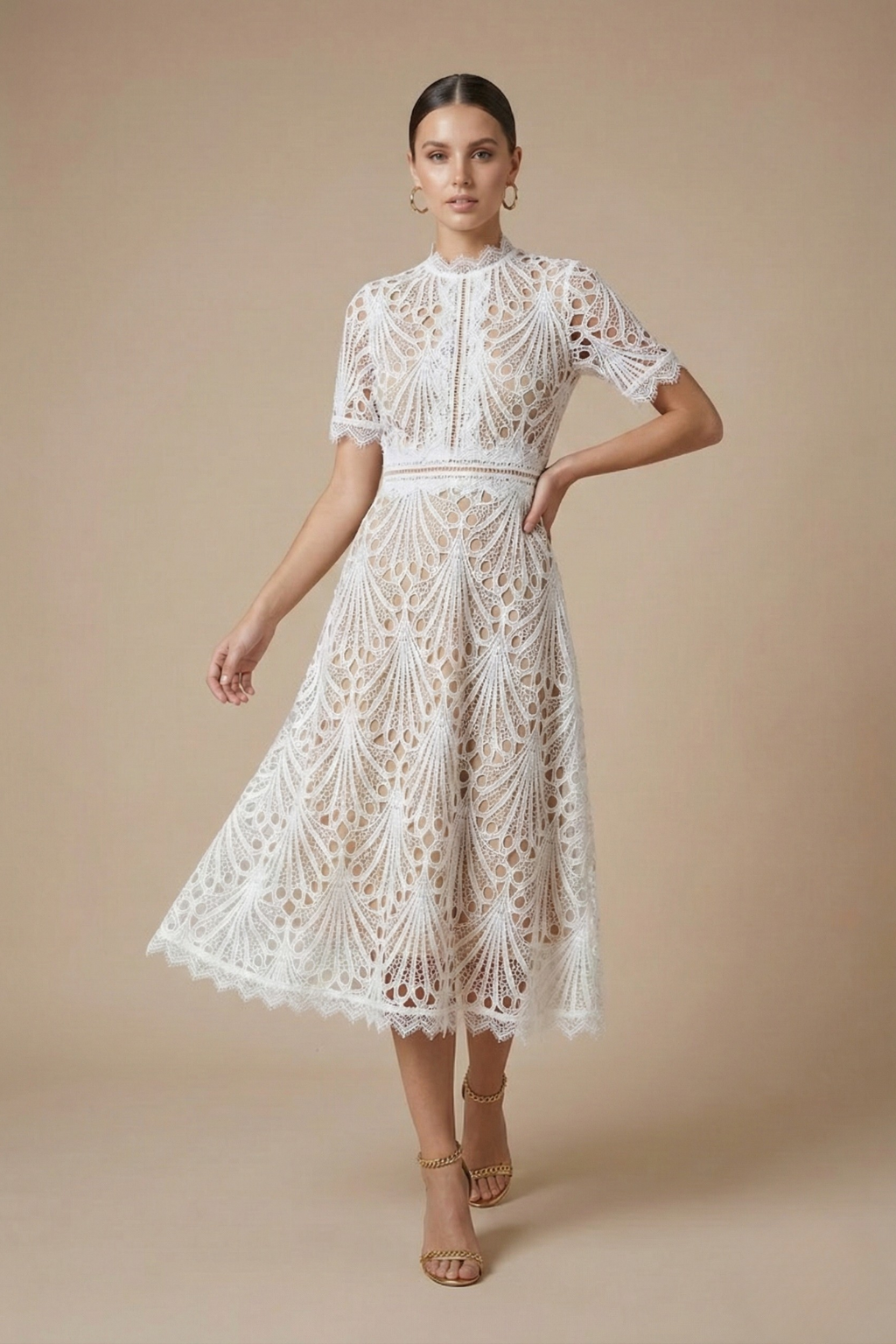 Sukienka Damska Koronkowa Midi | Elegancka Sukienka na Wesele i Wieczór