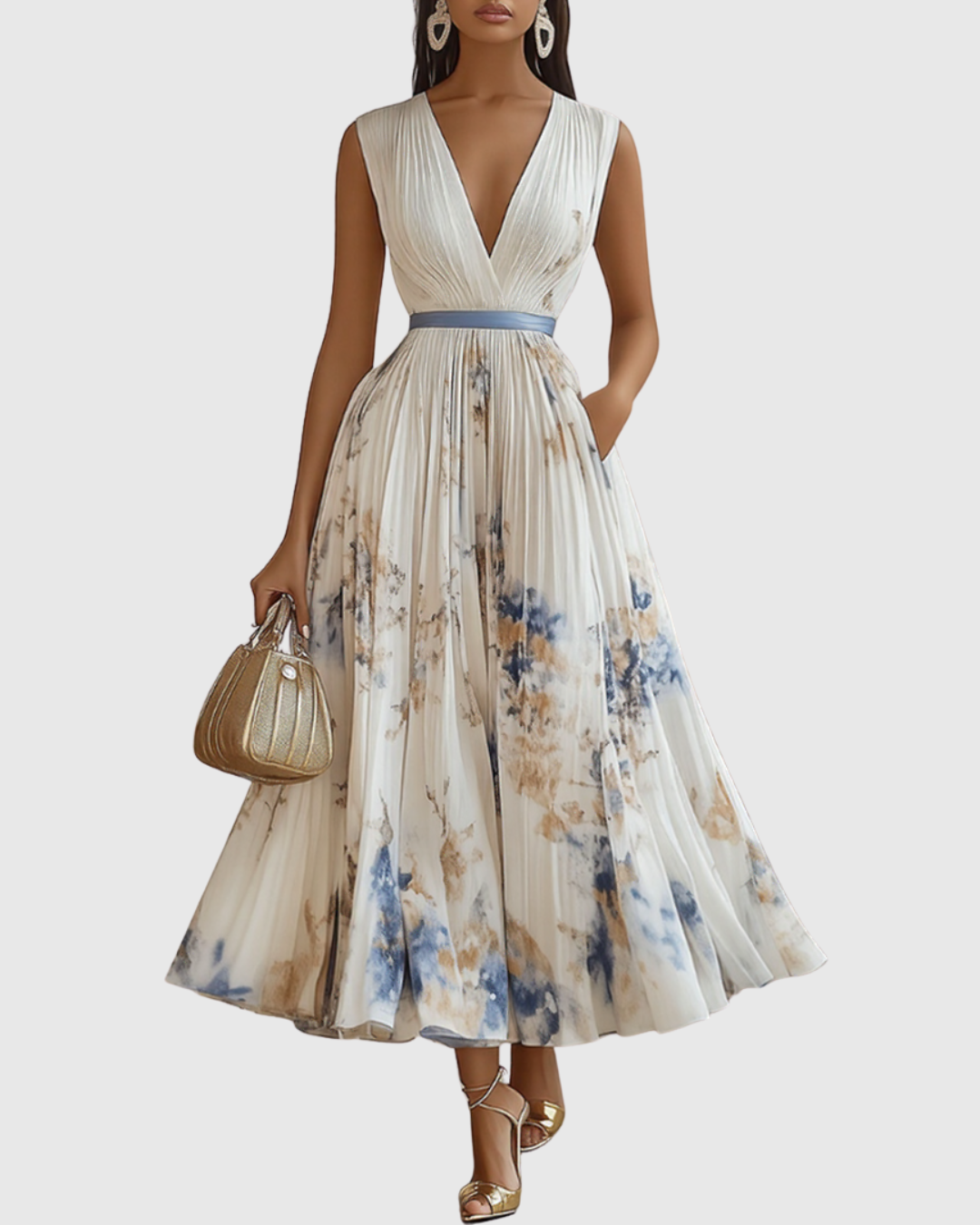 Sukienka Damska Kwiatowa Maxi | Elegancka Letnia Sukienka z Długim Rękawem