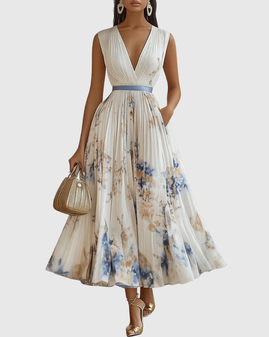 Sukienka Damska Kwiatowa Maxi | Elegancka Letnia Sukienka z Długim Rękawem
