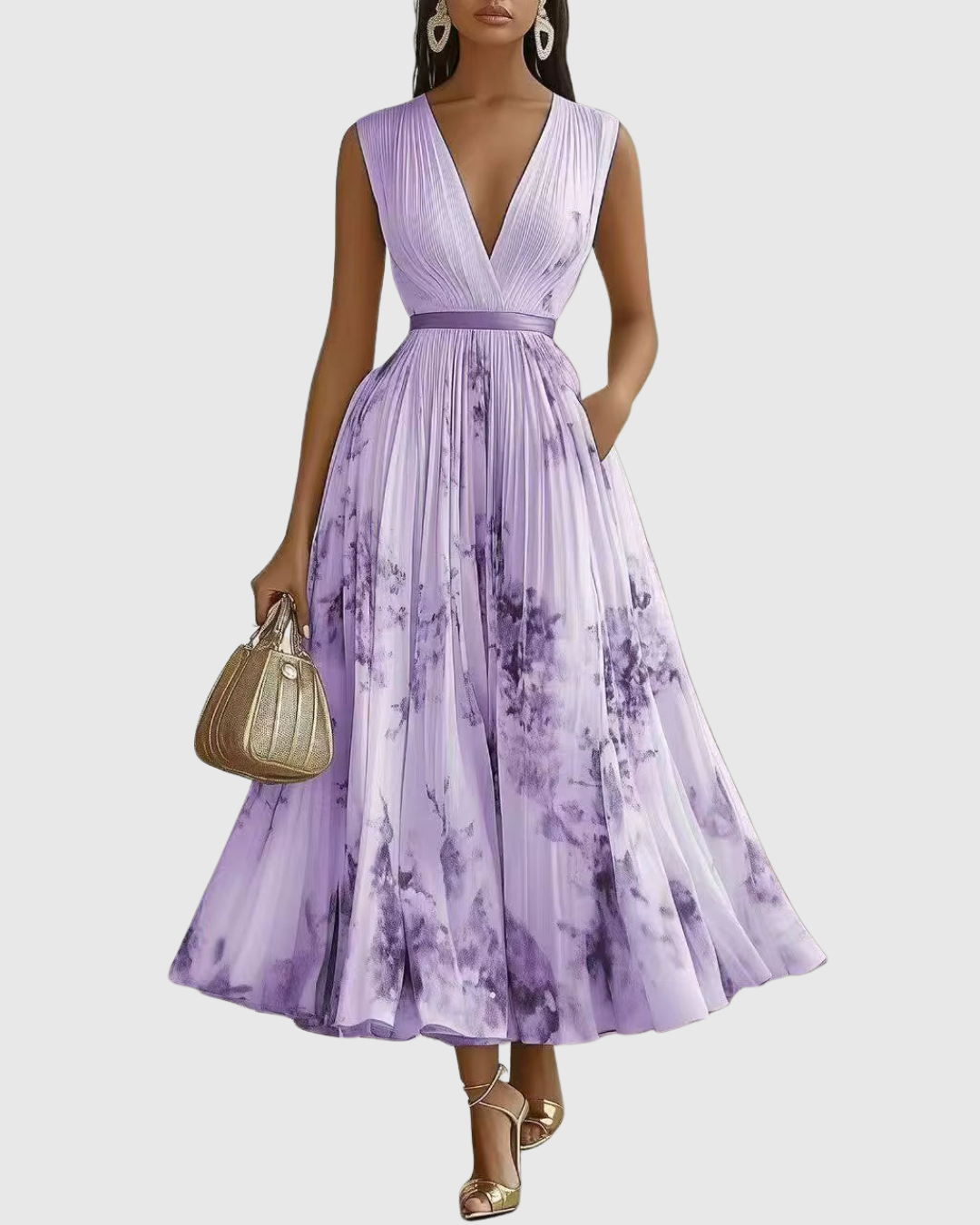 Sukienka Damska Kwiatowa Maxi | Elegancka Letnia Sukienka z Długim Rękawem