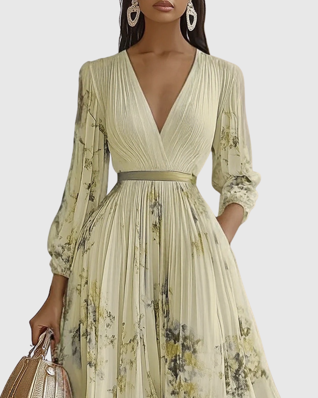 Sukienka Damska Kwiatowa Maxi | Elegancka Letnia Sukienka z Długim Rękawem