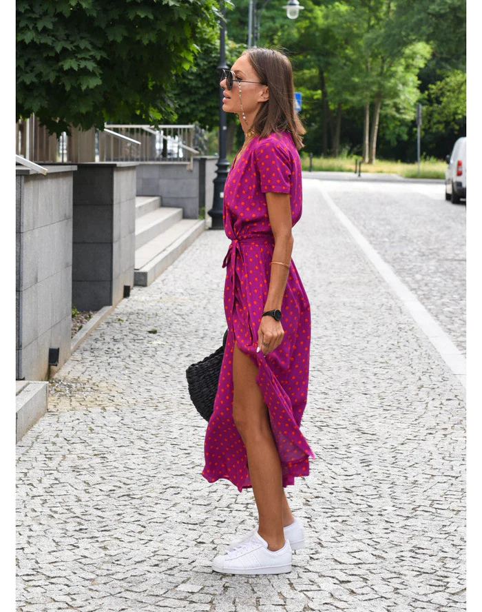 Sukienka Damska z Lekkiej Tkaniny | Elegancka Krótka Rękaw Maxi Sukienka na Wesele