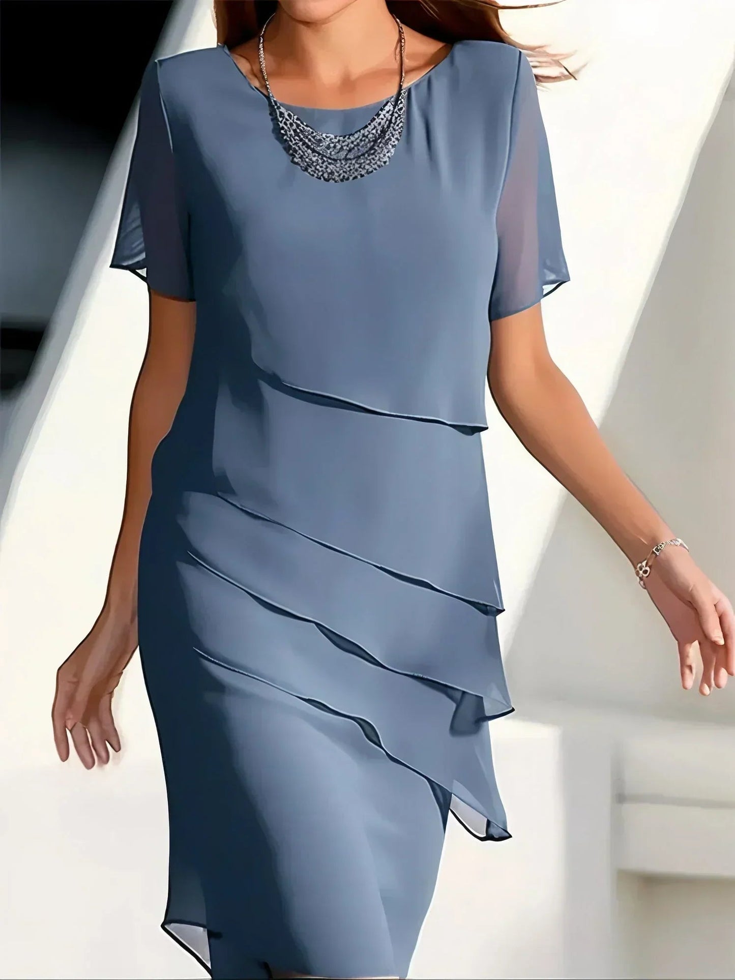 Sukienka Damska z Mieszanki Poliestru | Elegancka Sukienka na Wesele z Luksusowym Wykończeniem