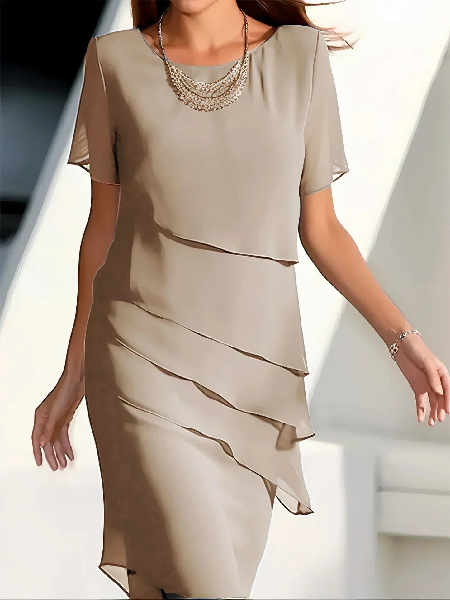 Sukienka Damska z Mieszanki Poliestru | Elegancka Sukienka na Wesele z Luksusowym Wykończeniem