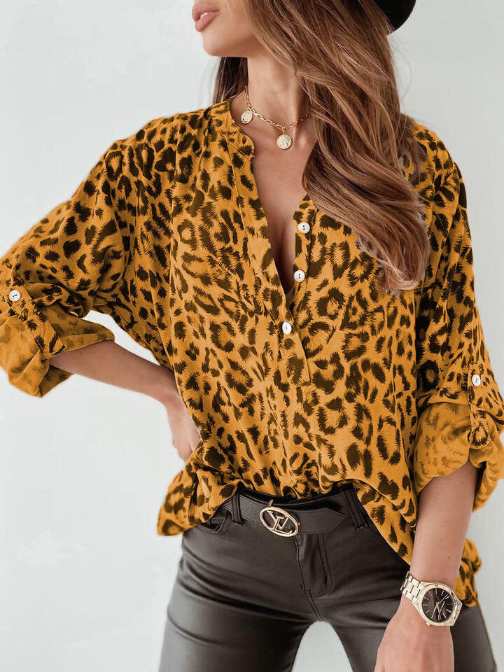Women's Elegant Lion Print Blouse | Stylish Versatile Top